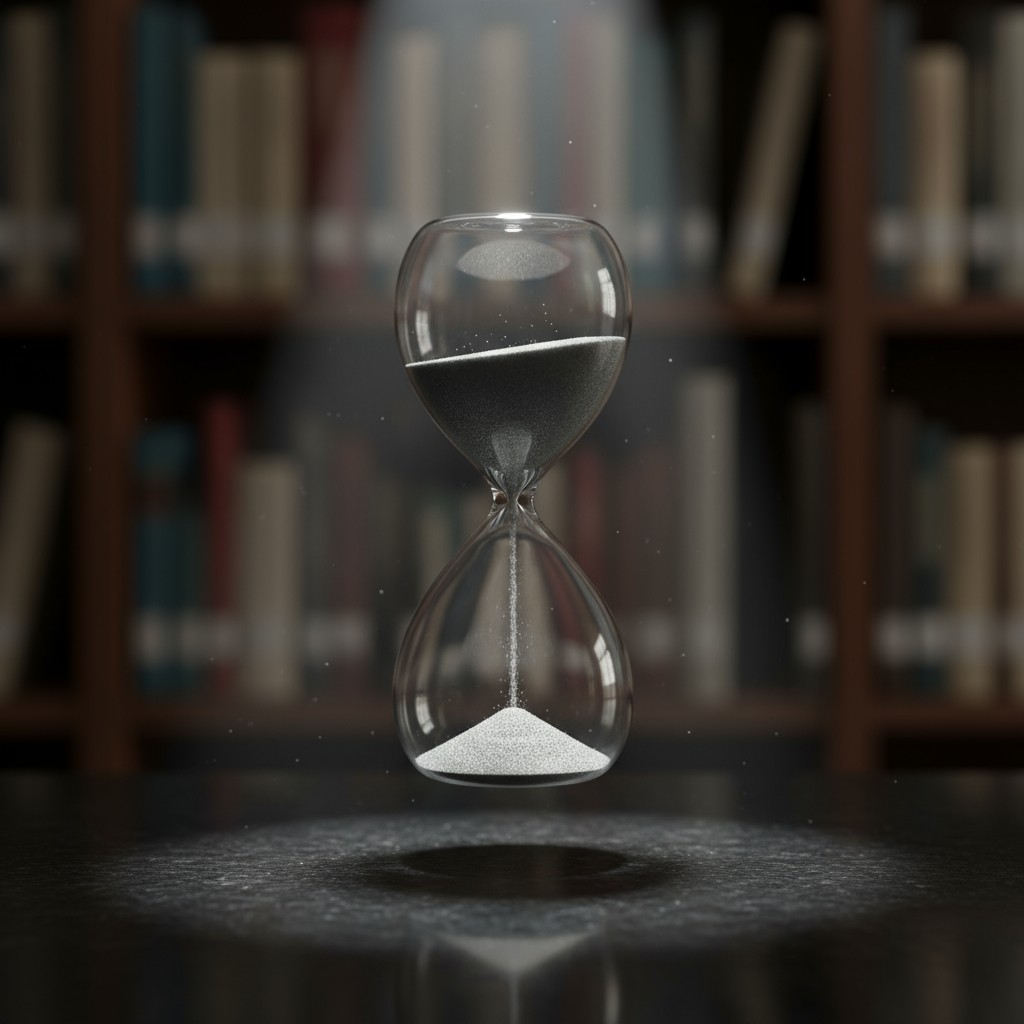 Transformation takes time - hourglass symbolizing the journey